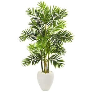 63 in. Areca Palm Artificial Tree in White Planter