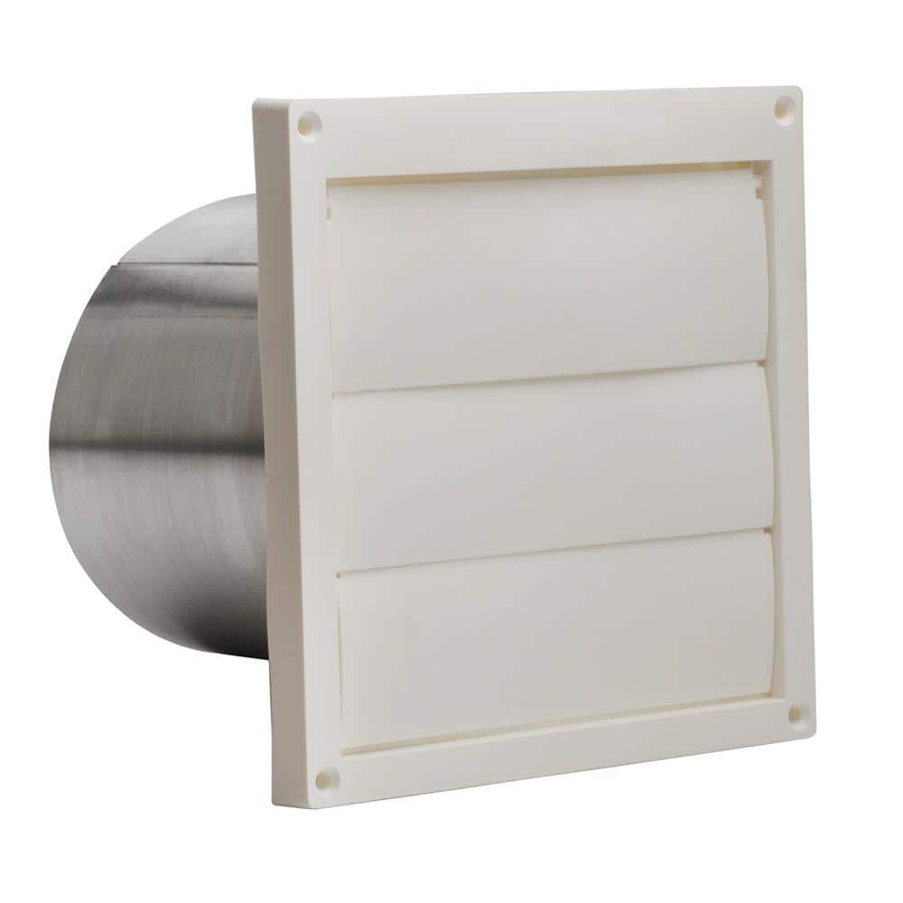Plastic Louvered Wall Cap for 6 in. Round Duct in White