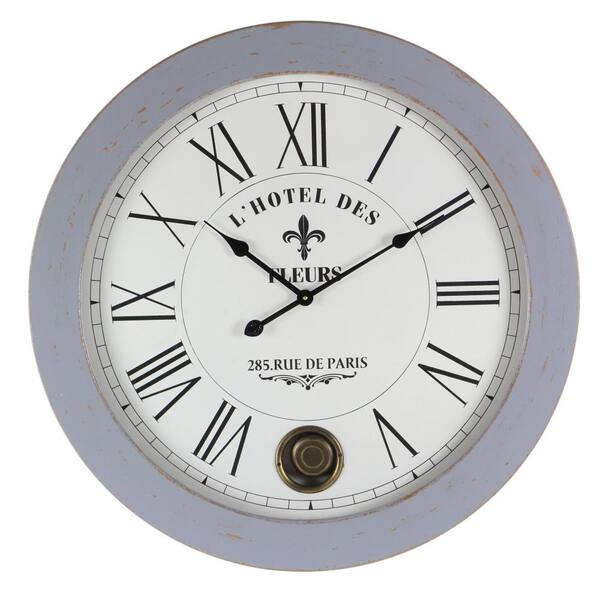 Litton Lane 31 in. Rustic Wooden Round Wall Clock