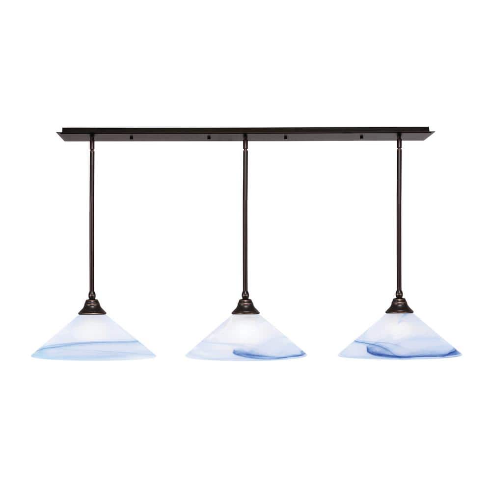Livingston 100-Watt 3-Light Dark Granite Chandelier with 16 Blue Swirl G