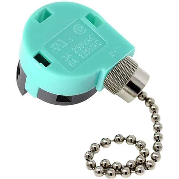 Ceiling Fan Switch 3 Speed 4 Wire Pull Chain Nickel Replacement Parts Compatible with Multiple Brands