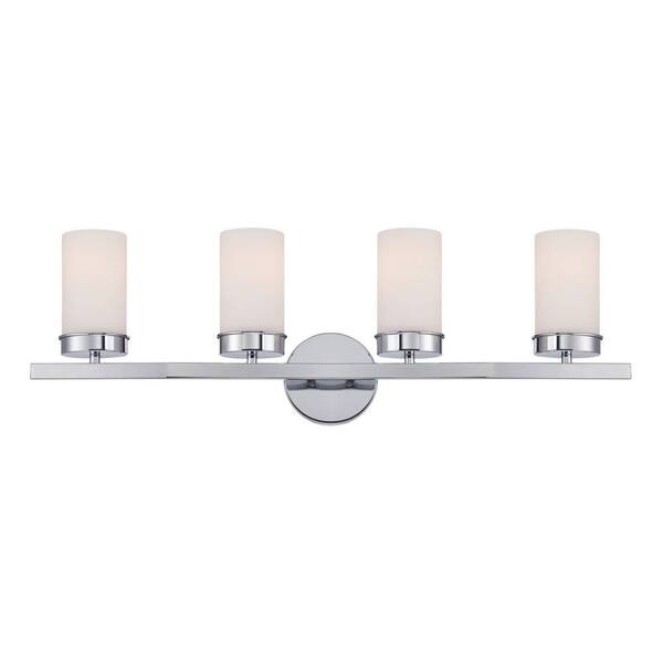 World Imports Kandinsky Collection 4-Light Chrome Vanity Light with Opal Glass Shades