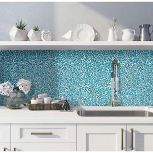 Blue 11.8 in. x 11.8 in. Pebble Polished and Honed Glass Mosaic Tile (4.83 sq. ft./Case)