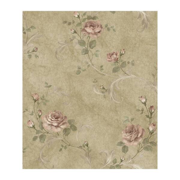 Chesapeake Gracie Brown Floral Scroll Wallpaper