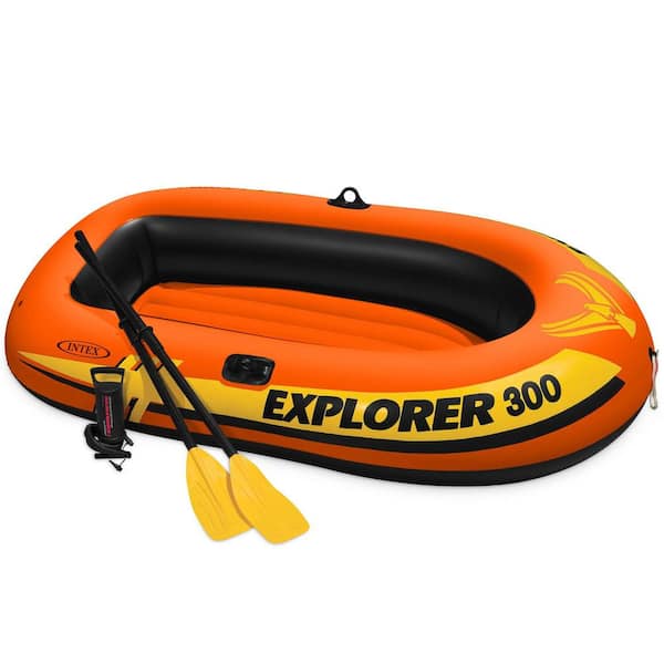 Explorer 300 Inflatable Fishing 3 Person Raft Boat with Pump and Oars (3-Pack)