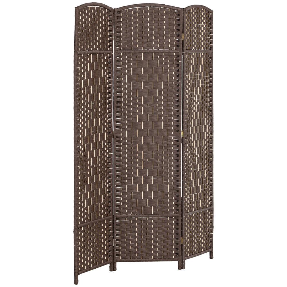 70.9 in. 3-Panel Folding Privacy Screen, Hand-Woven Room Divider Panel Screen for Office, Bedroom, Brown