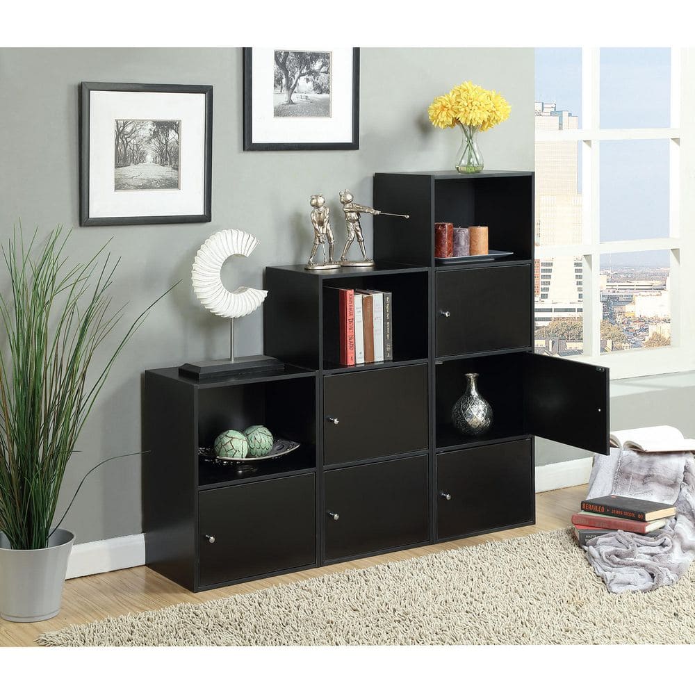 Black Modular Office Storage Cabinet with Chrome Knobs