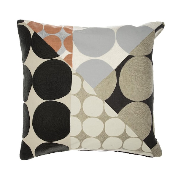 Unbranded Stacy Garcia Black/Multicolor Geometric Hand-Woven 24 in. x 24 in. Indoor Throw Pillow