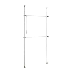 Herkules Basic 4.33 in. D x 47.24 in. W x 118.11 in. H White Powder-Coated Steel Tension Mount Closet System
