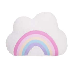 White Cloud Pink, Yellow, Teal, & Lavender Appliqued Rainbow 5 in. L x 14.75 in. W Decorative Throw Pillow