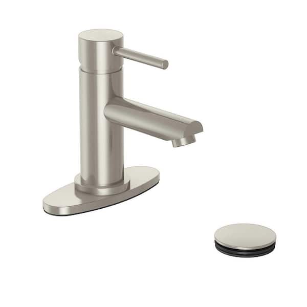 Glacier Bay Cartway Single-Handle Single Hole Bathroom Faucet in Brushed Nickel