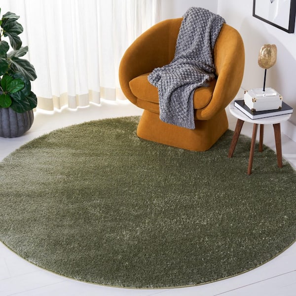 Tahoe Shag 3 ft. x 3 ft. Sage Modern Solid Round Area Rug