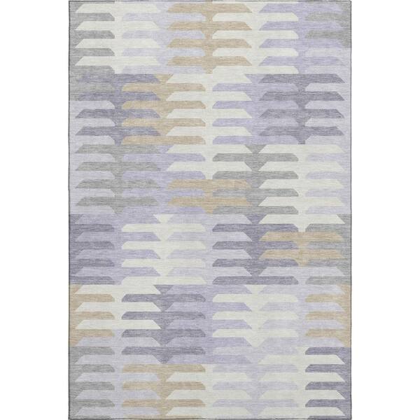 Mayfield Premium Machine Washable Abstract AMF2328 Lavender 3 ft. x 5 ft. Area Rug
