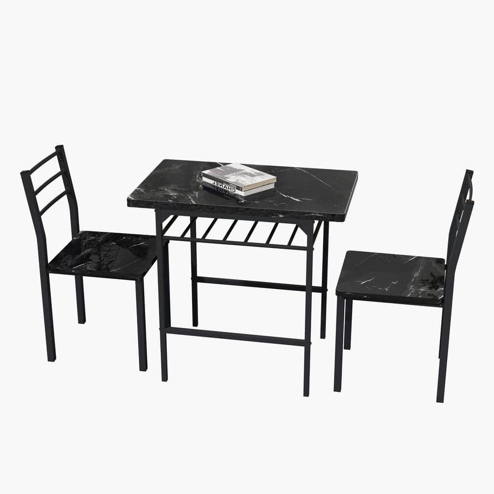 31.5 in. W x 19.69 in. D x 29.53 in. H Black Linen Cabinet with Dining Tabl