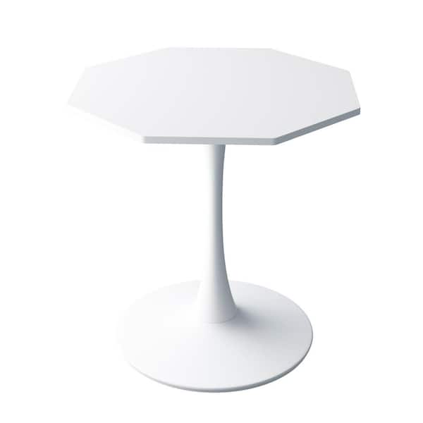 Tenleaf 31.50 in. Octagonal Outdoor Coffee Table with White MDF TableTop and Metal Base