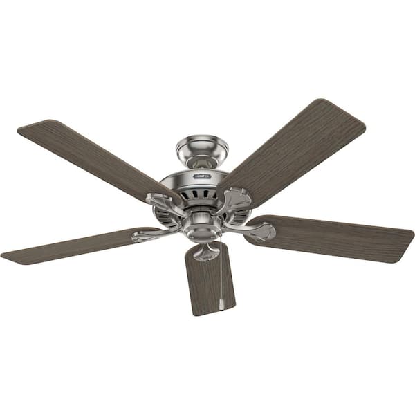 Hunter - Pro's Best 52 in. Indoor Brushed Nickel Ceiling Fan with Light Kit Included