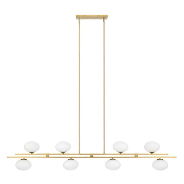 Thesis Julep 64 in. 8-Light Brushed Gold Linear Chandelier with