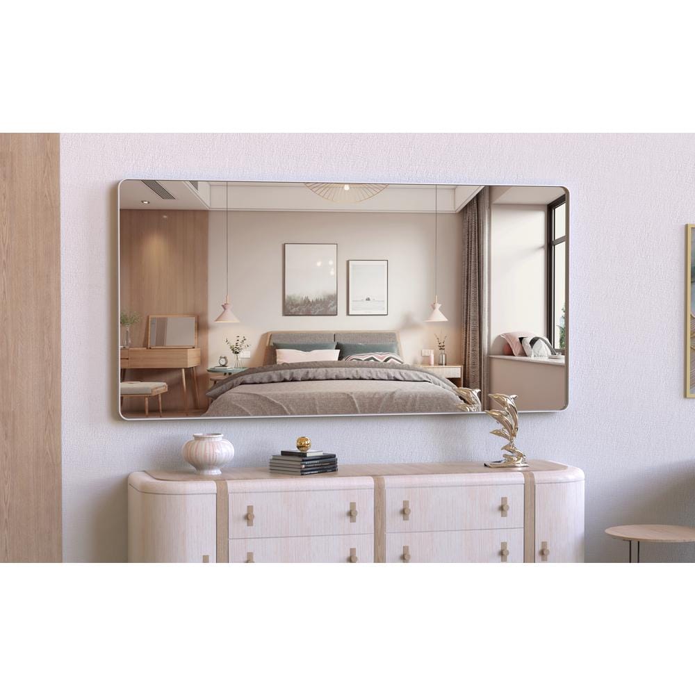 72 in. W x 36 in. H Rectangular Framed Wall Bathroom Vanity Mirror in Silver price history on PriceWatchPro