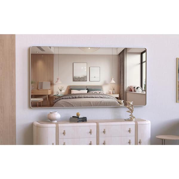 Nivencai 72 in. W x 36 in. H Rectangular Framed Wall Bathroom Vanity Mirror in Silver