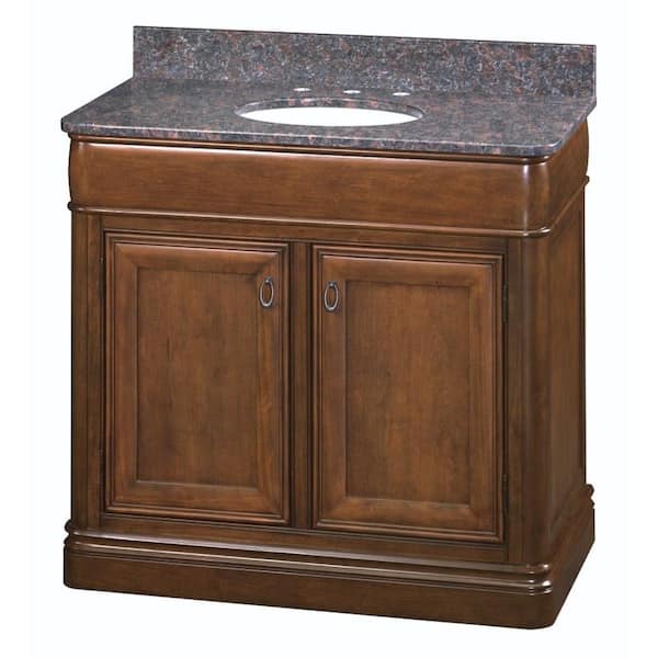 Home Decorators Collection La Grange 38 in. Vanity in Glazed Sienna with Granite Vanity Top in Tan Brown