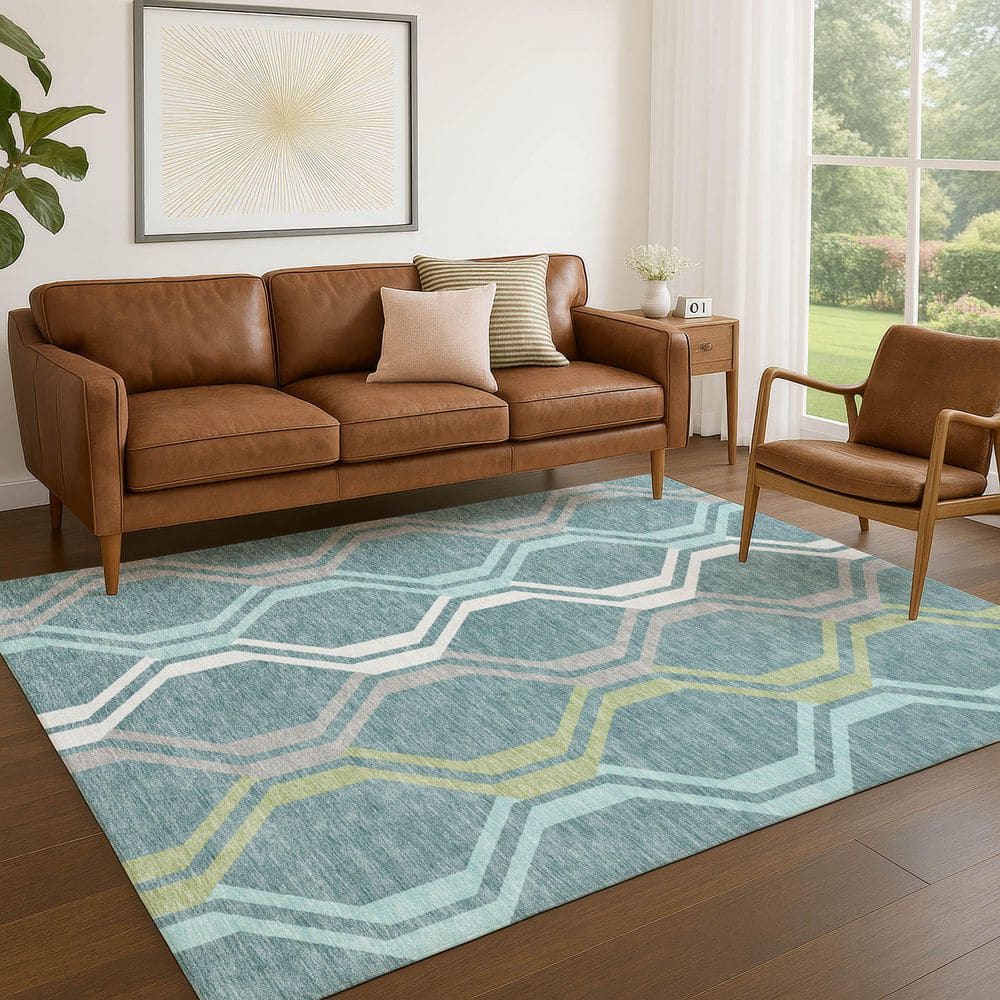Chantille Machine Washable Indoor/Outdoor Abstract ACN2326 Teal 10 ft. x 14 ft. Area Rug price history on PriceWatchPro