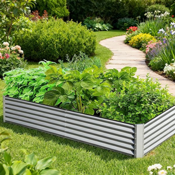 6 x 3 x 1.5 ft. Silver Steel Rectangular Raised Garden Bed