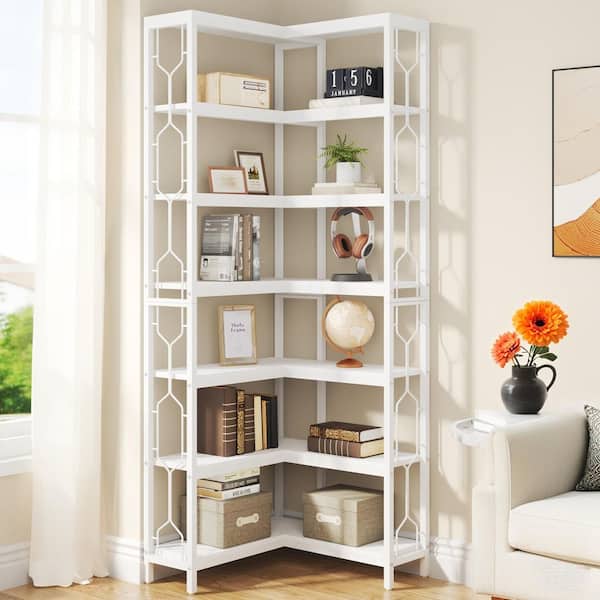 BYBLIGHT 79 in. Tall White Wood 7-Shelf Standard Bookcase with BYBLIGHT 79 in. Tall White Wood 7-Shelf Standard Bookcase with