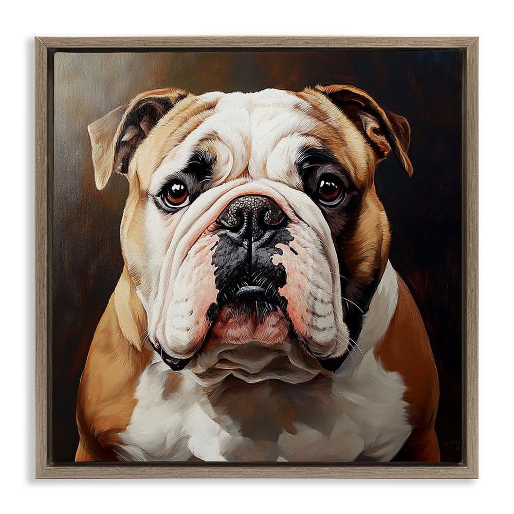 Stoic Bulldog Portrait by Tom Crehan Brown Floater Frame Animal Graphic Art Print 18 in. x 5 in. price history on PriceWatchPro