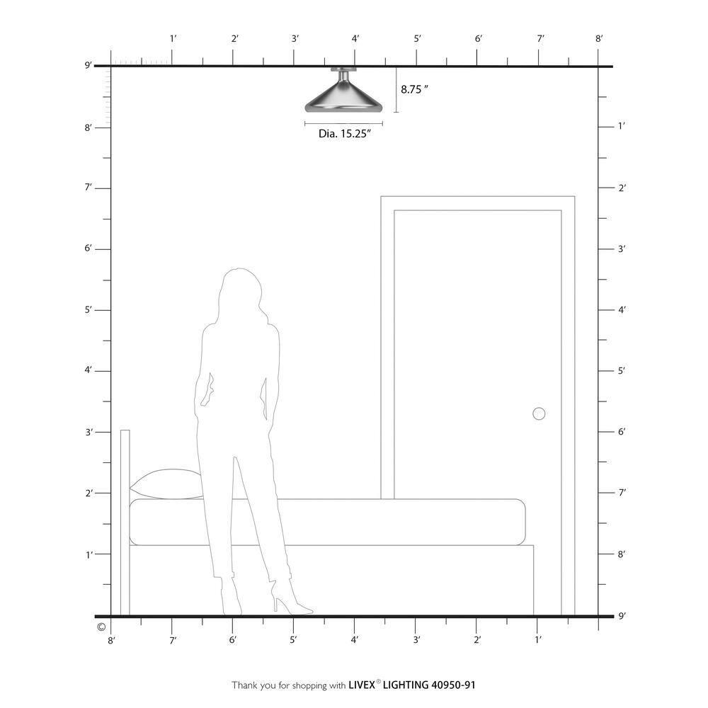 Geneva Brushed Nickel 1-Light Indoor/Outdoor Semi-Flush Mount