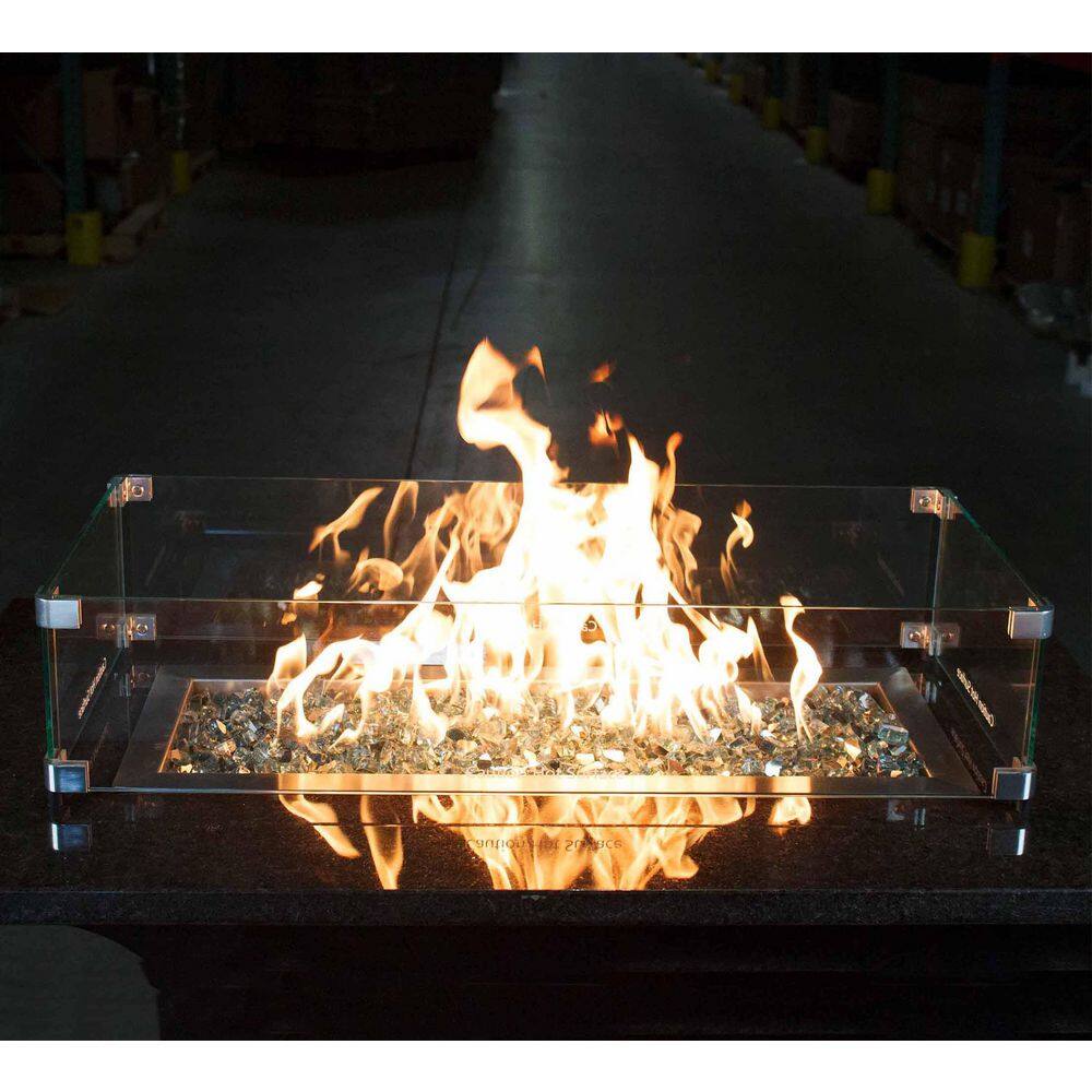 Celestial 29.5" x 13.5" Tempered Glass Fire Pit Wind Guard