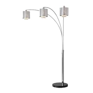 Marilyn 87.5 in. Polished Chrome Floor Lamp with Glass Shade