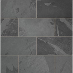 Montauk Black 12 in. x 24 in. Gauged Slate Floor and Wall Tile (2 sq. ft. / Each)