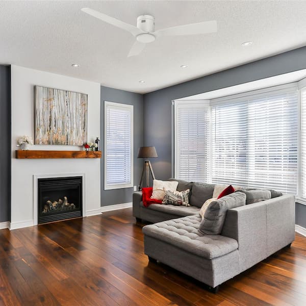 Modena 52 in. Indoor White 10-Speed DC Motor Flush Mount Standard Ceiling Fan with Remote Control without Light