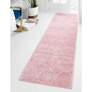 Trellis Frieze Light Pink/Ivory 2 ft. x 8 ft. Geometric Runner Rug