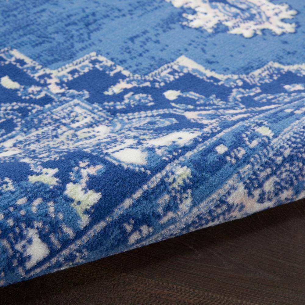 Navy Floral Synthetic Rectangular 2' x 3' Area Rug
