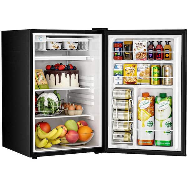 20 in. 4.4 cu. ft. Compact Quiet Mini Refrigerator in Black with Top Freezer and Reversible Door