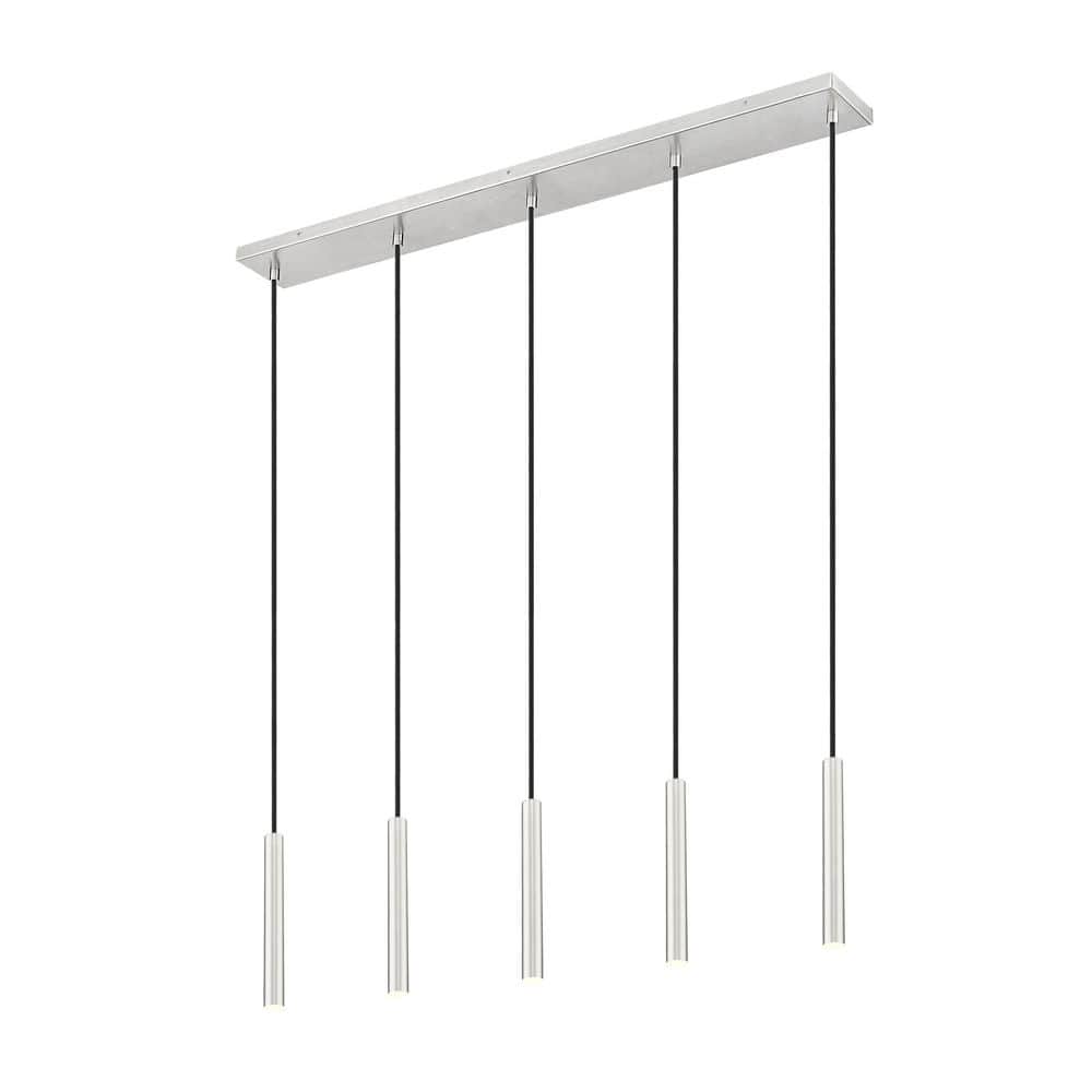Forest 42 inch Brushed Nickel 5 Light Integrated LED Linear Chandelier
