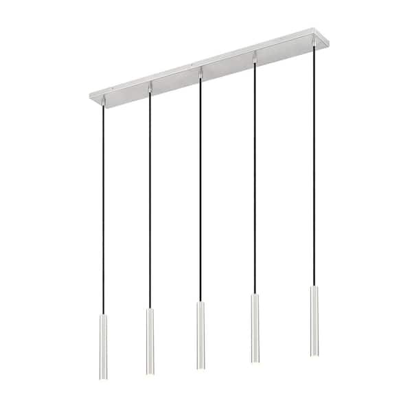 Unbranded Forest 42 inch Brushed Nickel 5 Light Integrated LED Linear Chandelier