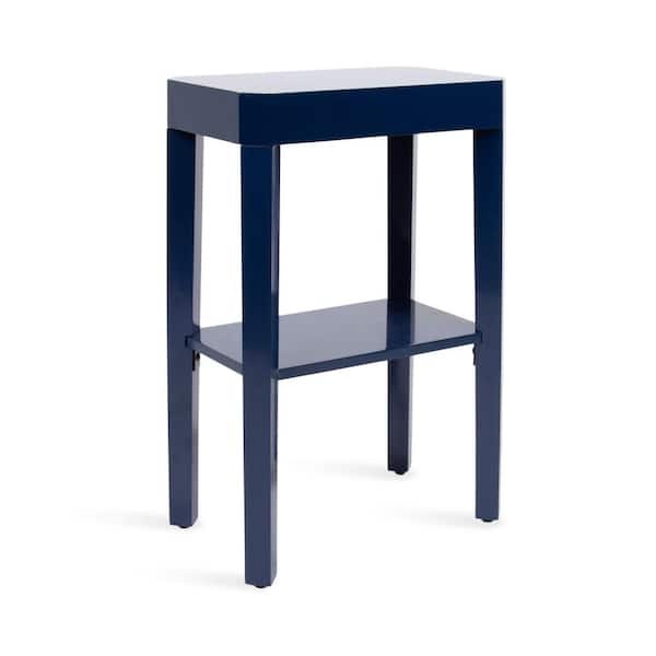 Talcott 16 in. Navy Blue Rectangle Wood End Table