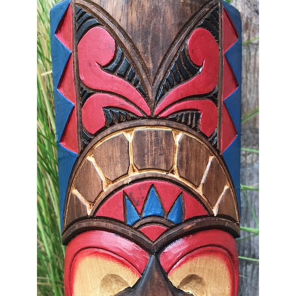 Tiki Totem Tribal Colorful Wood Wall Mask Tropical Bar Decor 60" Set of 3 Masks