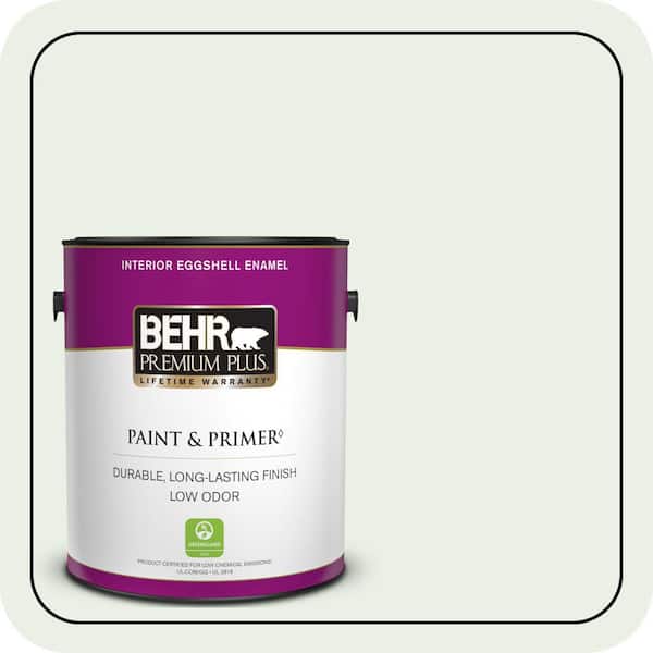 BEHR PREMIUM PLUS 1 gal. #440C-1 Cool White Eggshell Enamel Low Odor Interior Paint & Primer