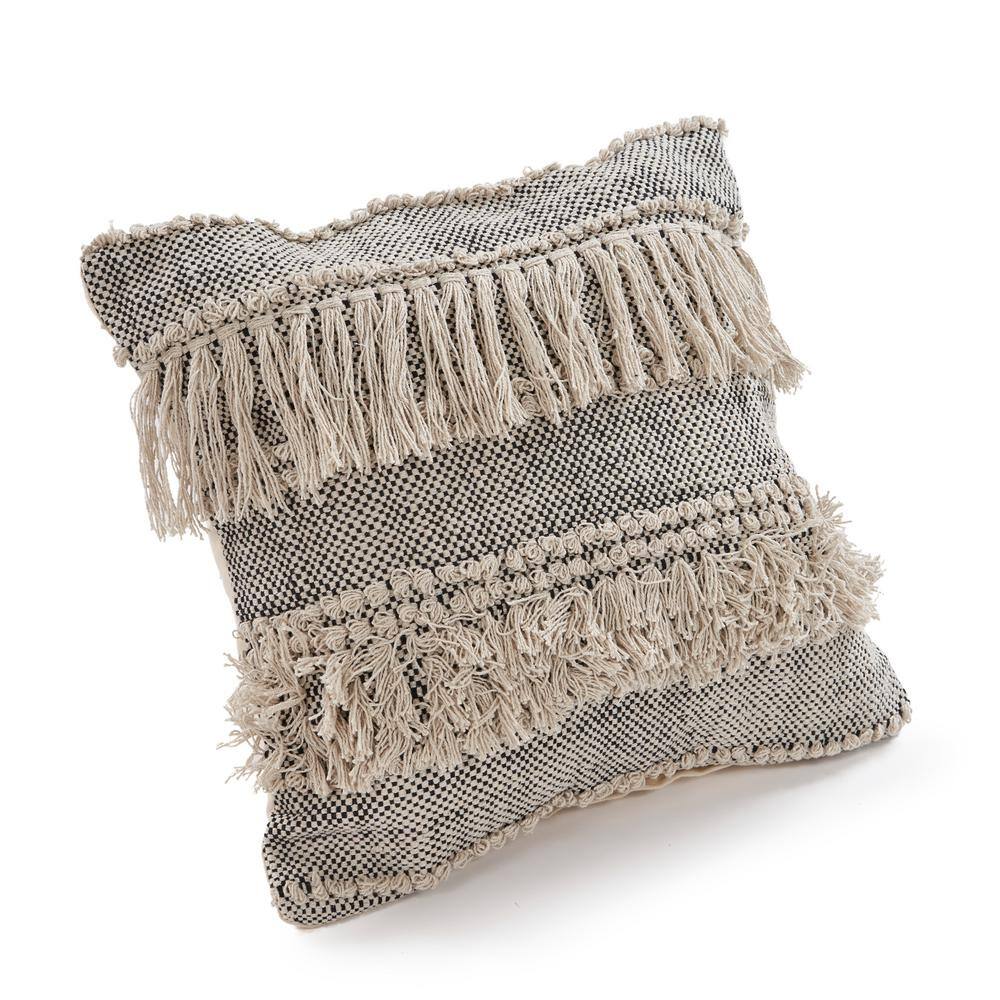 Ellisan Fringed Cotton Throw Pillow
