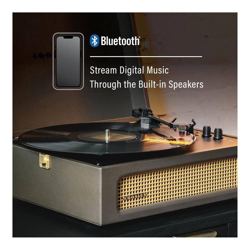 Cocoa Brown Vintage Portable Record Player with Bluetooth