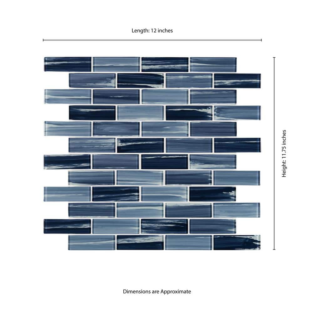 Oceania Azul 12x12 Glass Subway Mosaic Tile