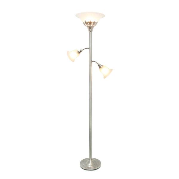 Elegant Designs 71 In 3 Light Brushed, Glass Floor Lamp Shades Home Depot