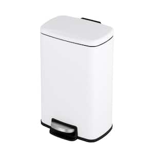 1.3 Gal./5 l Rectangular Matt White Step-On Trash Can for Bathroom and Office