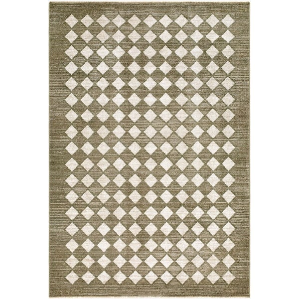 8 ft. x 10 ft., Green Checkered Galey Alix Myrtle Avenue V Vintage Checkerboard Area Rug