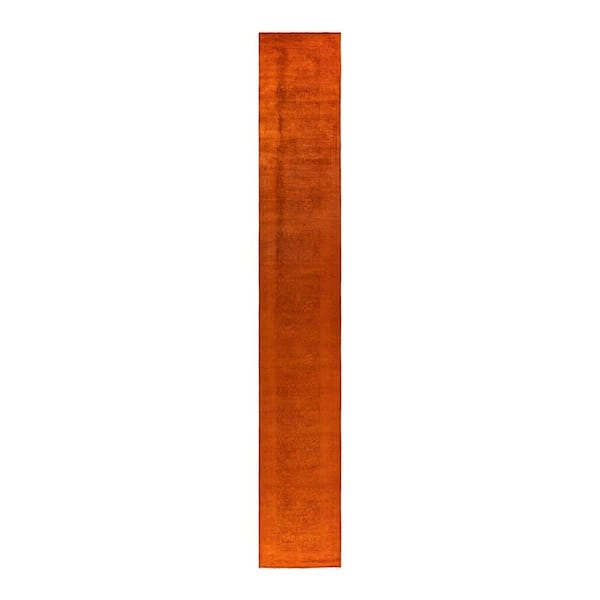 Overdyed Orange 3 ft. x 19 ft. Solid Wool Indoor Runner Rug