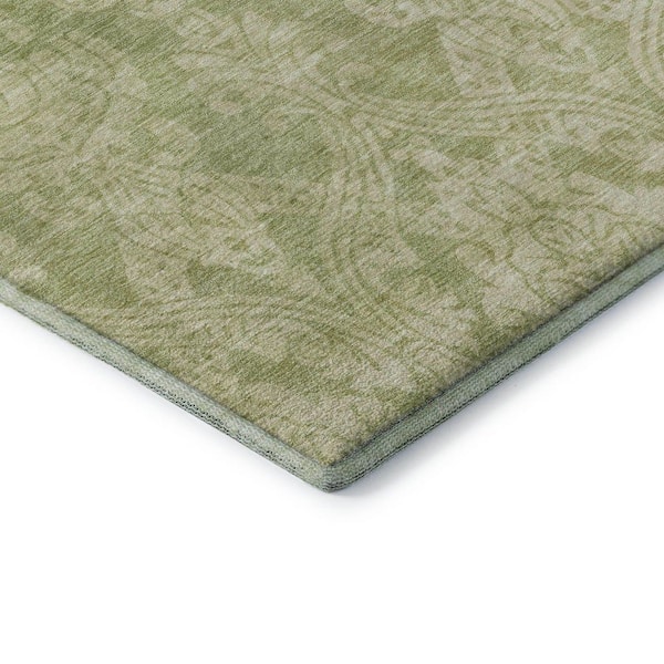 Mayfield Premium Machine Washable Abstract AMF1659 Aloe 5 ft. x 7 ft. 6 in. Area Rug