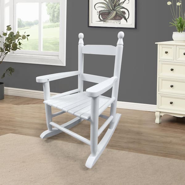 AUTMOON Children's Wood Indoor Outdoor Rocking Chair, White